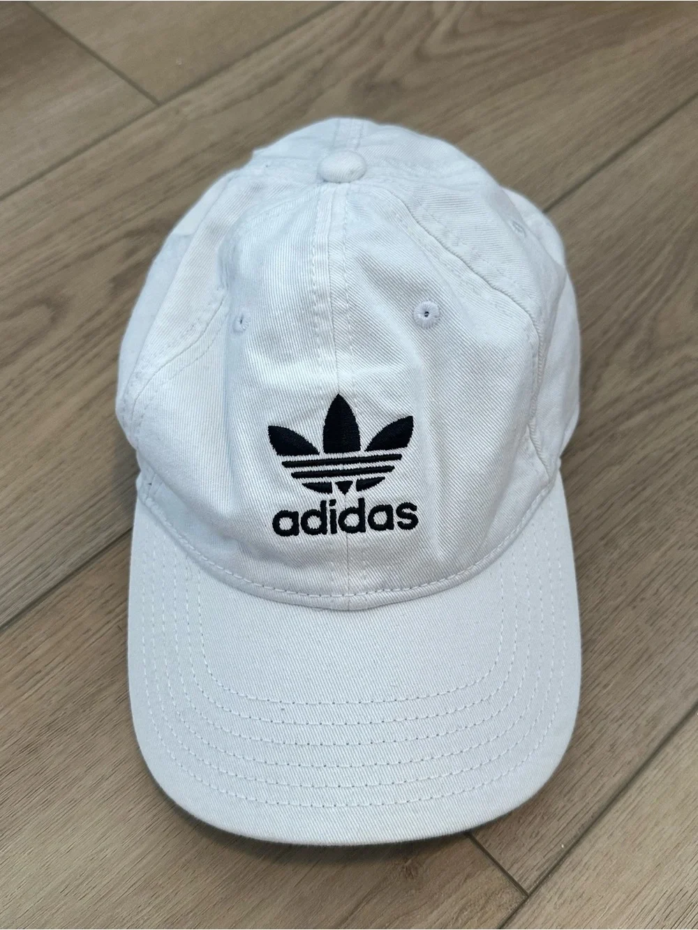 adidas Kids White Cap with Black Trefoil